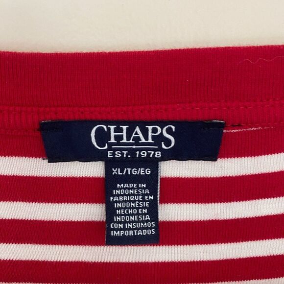 Chaps striped Tshirt dress short sleeve XL 100% cotton - Picture 3 of 6